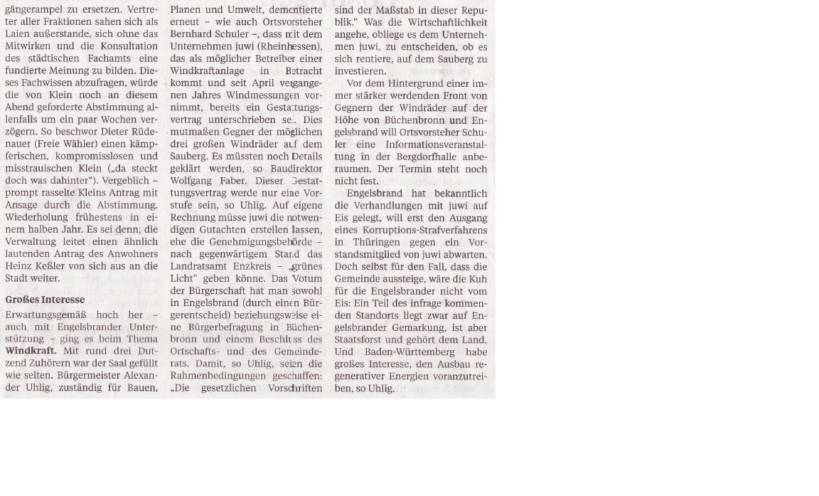 Ausschnitt aus Pforzheimer Zeitung vom 30.01.2014